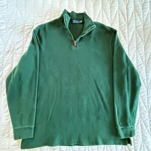 Polo Ralph Lauren Mens 1/4 Zip Green Pullover, Long Sleeve Sweater,